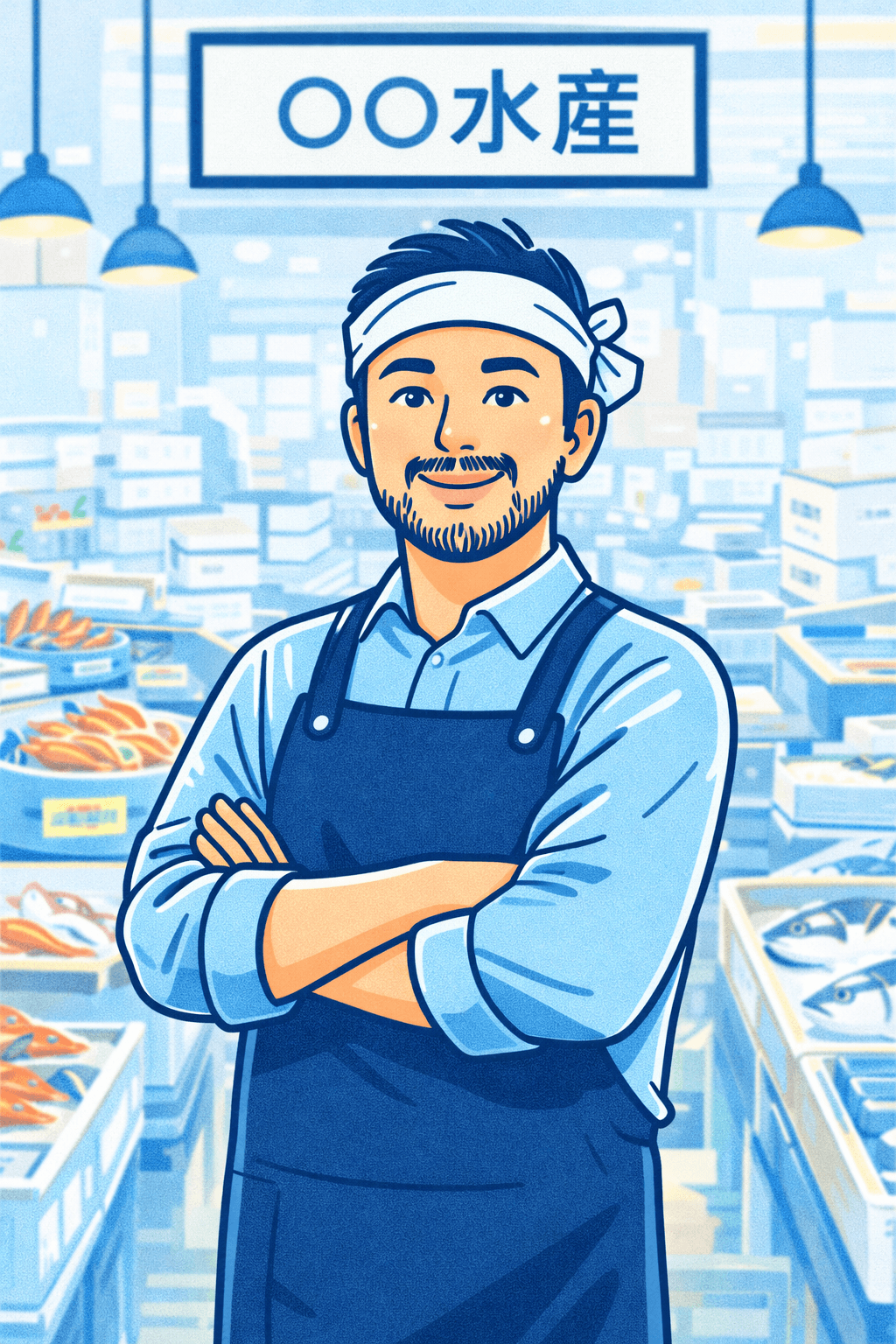 誇らしげな魚屋